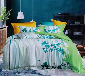 WSOKO 100% Cotton 400 TC Premium Super King Size Bedsheet for Double Bed (108 x 108 Inch) with 2 Pillow Covers Set (17 x 27 Inch) Designer Printed Bedsheet