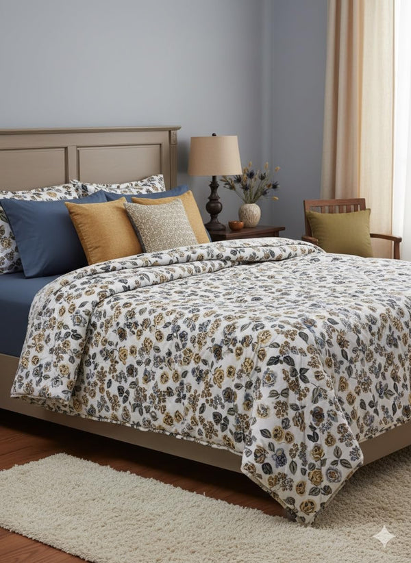 WSOKO COTTON 300TC Bedsheet with Pillow Covers, Stylish , Breathable &amp; Durable All-Season Bedsheet for Home Bedroom Décor 108''X108'QUEEN SIZE '