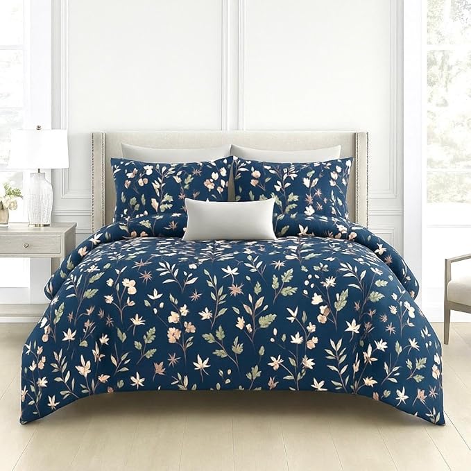 WSOKO Cotton Super King Size Bedsheet for Double Bed, King Size 108 Inches X 108 Inches, 9 Feet, 275 X 275 cm with 2 Large Size Pillow Covers Without Joint - GreyBaleLeaves