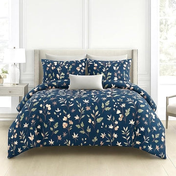 WSOKO Cotton Super King Size Bedsheet for Double Bed, King Size 108 Inches X 108 Inches, 9 Feet, 275 X 275 cm with 2 Large Size Pillow Covers Without Joint - GreyBaleLeaves