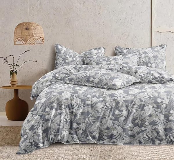 WSOKO COTTON 300TC Printed Super King Size Double Bedsheet with Two Pillow Covers, 108 * 108 Inches