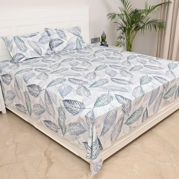 Wsoko  Premium Cotton 400 TC Printed Bedsheet | Super King 108 x 108 Inches | 3-Piece Set