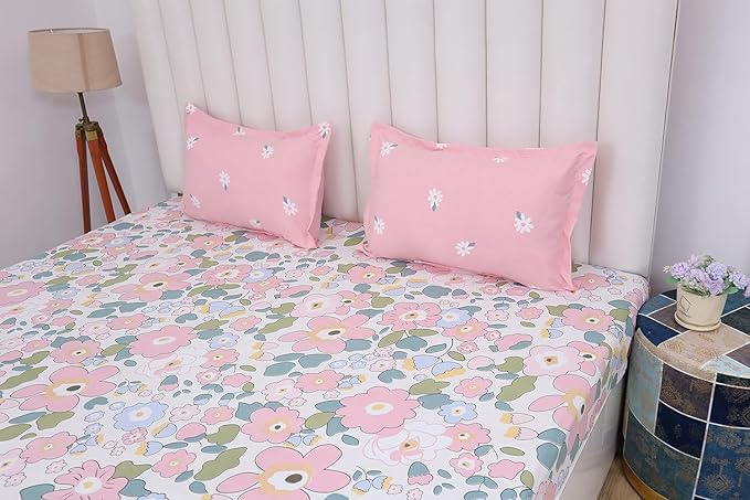 WSOKO COTTON Budapest Fitted Premium King Size Bedsheet (108" x 108") 400 TC