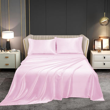 WSOKO COTTON Premium King Size Bedsheet Set – Baby Pink Stripe | Soft Cotton Double Bed Sheet with 2 Pillow Covers | 108 x 108 Inches