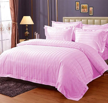 WSOKO COTTON 400 TC Home Pure Cotton Bedsheet | King Size Bedsheet with Two Pillow Covers | Luxury Comfort 400 GSM&nbsp; | Cotton Bed Cover with Satin Stripe (Pink