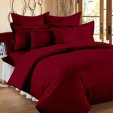 WSOKO Cotton Bedsheet for Double Bed King Size - 108x108 Inch Wine Red Bed Sheet with 2 Pillow Covers, 350 Thread Count, Premium Comfort Cotton Bedsheets for Home, Hotels & Guest House