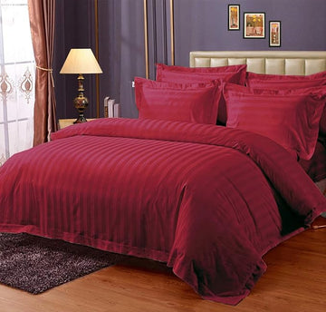 WSOKO 600 TC Premium Cotton Maroon Stripe Queen/Double Bedsheet – 90 × 100 Inch