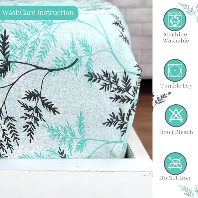 WSOKO 100% Cotton 400TC Bedsheet for Double Bed King Size Bedsheet with 2 Pillow Covers[108X108 (Size:275 X 275 cm, Green, Floral)