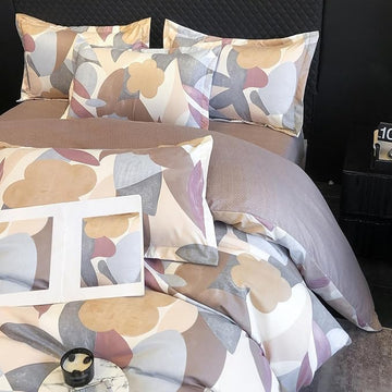 WSOKO 400TC Soft Cotton Super King Size XXL Printed Flat Double Bedsheet, 108 X 108 Inches with 2 Pillow Cover Without Joint II 400 TC, 9 Feet, 108" x 108" Inches (Super King, Abstract Mist)