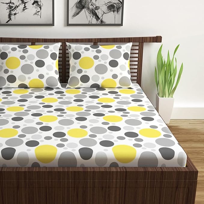 WSOKO COTTON 400 TC Cotton Bedsheet for Double Bed | 100% Cotton – Sage Green Floral Print | Soft &amp; Breathable | Size 222 x 254 cm | with 2 Pillow Covers | Everyday Use SIZE 90X100