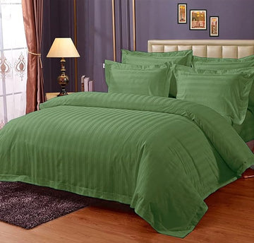 WSOKO COTTON 400TC Striped Bed Sheet – 300 TC Cotton Feel – King (100"x108") – Steel Grey – with 2 Pillow Covers | Ideal for Hostels, PGs, Hotels & Guest Houses
