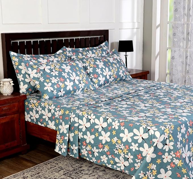 WSOKO,400TC Cotton Super King Size Bedsheet for Double Bed, King Size 108 Inches X 108 Inches, 9 Feet, 275 X 275 cm with 2 Large Size Pillow Covers&nbsp;