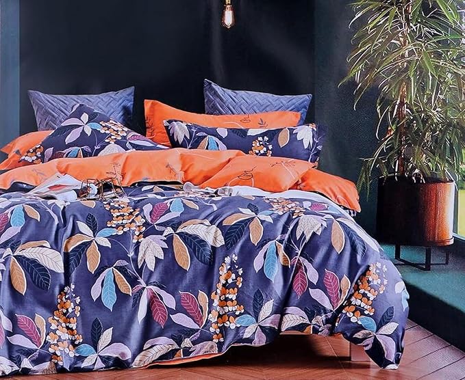 WSOKO COTTON Bedsheet Super King Size Bedsheet 9 Feet 108x108 Inch with 2 Large Size Pillow Covers, Designer Stitching On Pillow Covers
