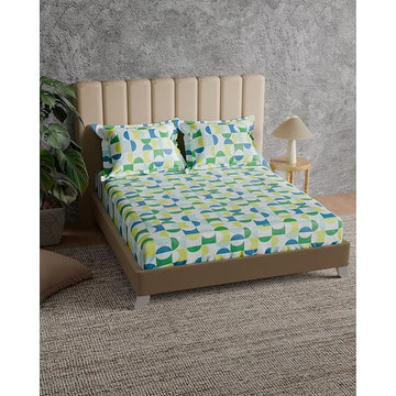 WSOKO 100% Cotton 400TC Bedsheet for Double Bed King Size Bedsheet with 2 Pillow Covers[108X108 (Size:275 X 275 cm, Aspen Green