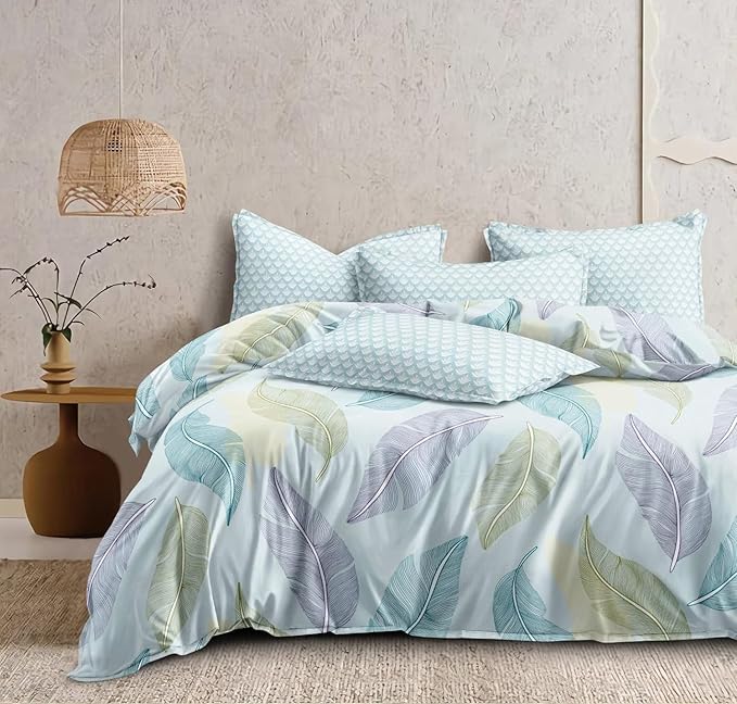 WSOKO Bedsheet King Size 100% Pure Cotton Bed Sheet with 2 Pillow Covers, 400TC 108x108 Inches Floral Bedding Set, Soft Breathable Cozy Flat Sheet, Exotic Wings, Multicolor
