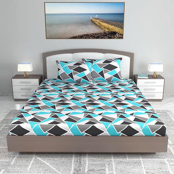 WSOKO 100% Cotton 400TC Bedsheet for Double Bed King Size Bedsheet with 2 Pillow Covers[108X108 (Size:275 X 275 cm, Green, Floral)