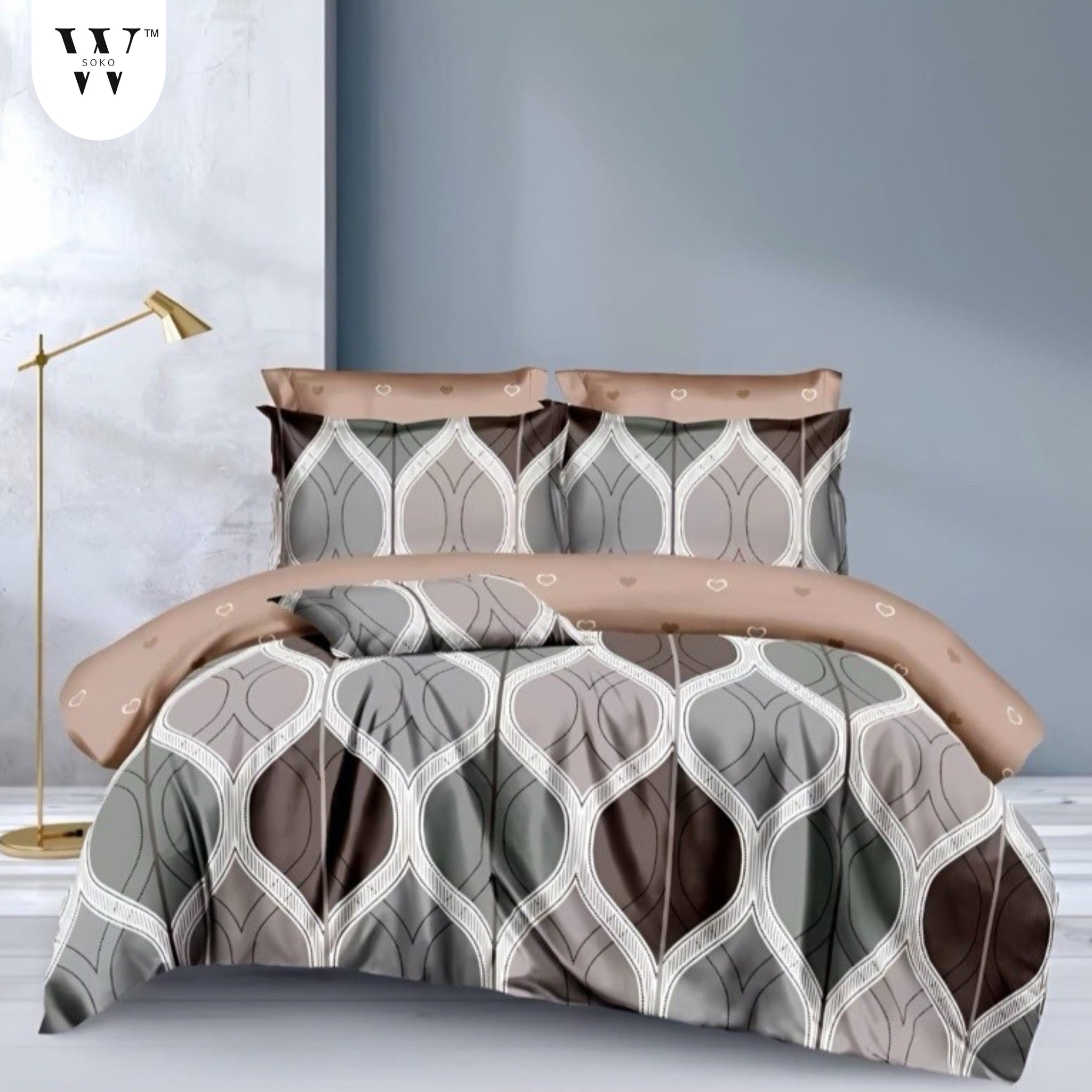 WSOKO 100% Cotton 400 TC Premium Super King Size Bedsheet for Double Bed (108 x 108 Inch) with 2 Pillow Covers Set (17 x 27 Inch) Designer Printed Bedsheet