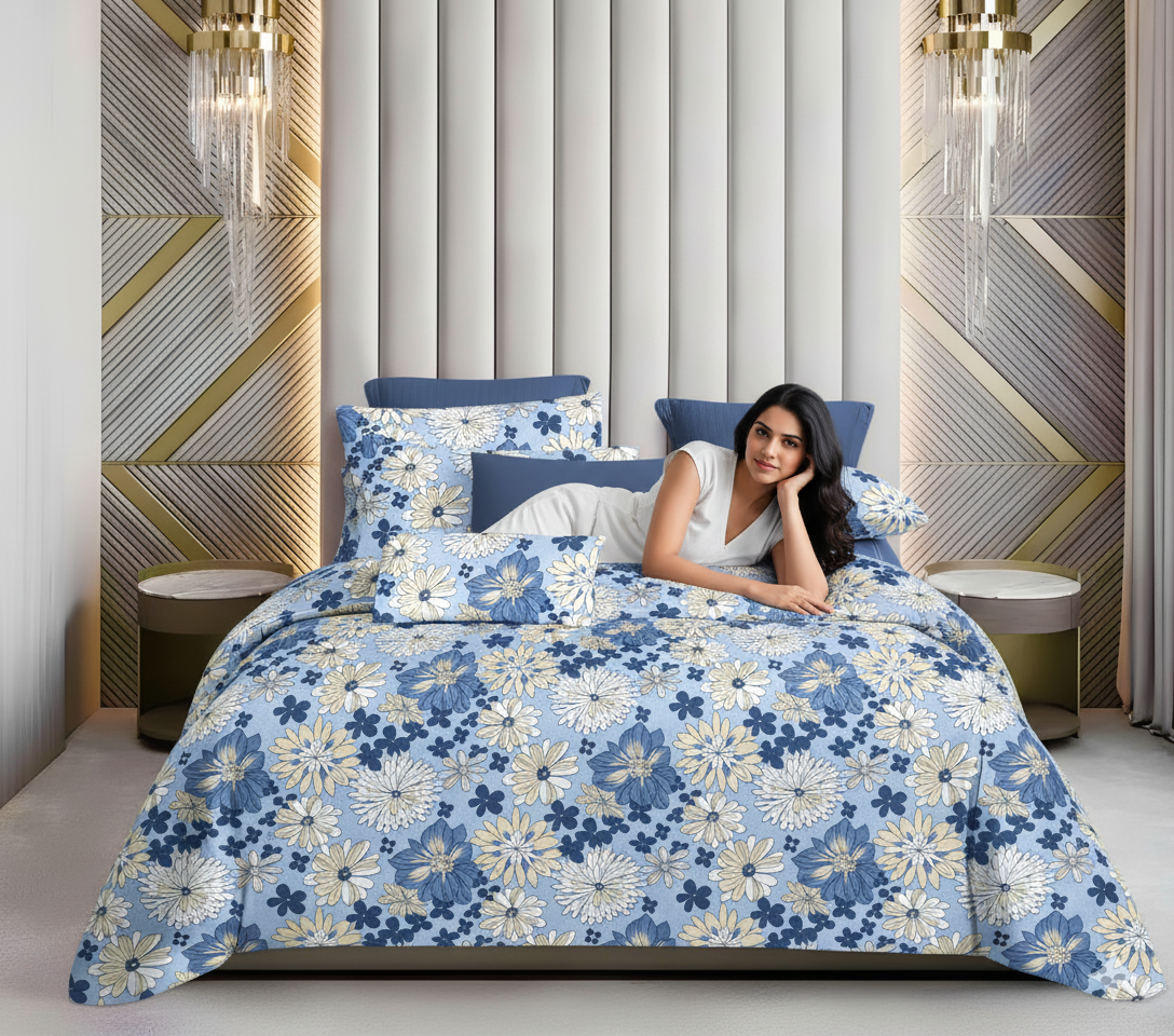 🛏️ WSOKO 500 TC King Size Bedsheet – 100% 🌿 Pure Cotton, 108x108 Inches, 🌸 Floral Print Bedding Set with 2 💤 Pillow Covers | Soft, Breathable & Cozy Flat Sheet – Exotic Wings (Multicolor)