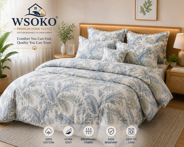WSOKO Cotton 400 TC Super King Size Bedsheet | Elegant Printed Bedding