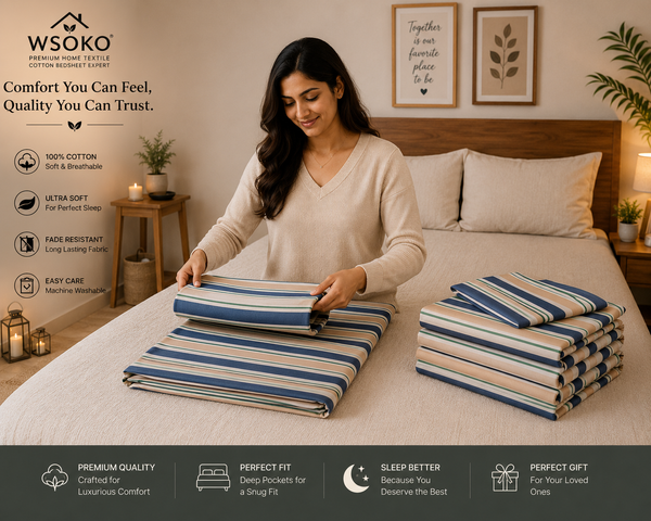 Super King Size Bedsheet Floral Print 108 x 108 Inch with 2 Pillow Covers, 275 x 275 cm (9 ft by 9 ft) (Check Box)