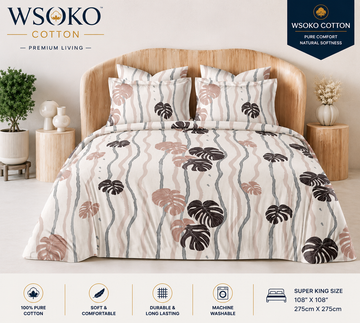 WSOKO COTTON Luxury Super King Bedsheet | 400 TC | White