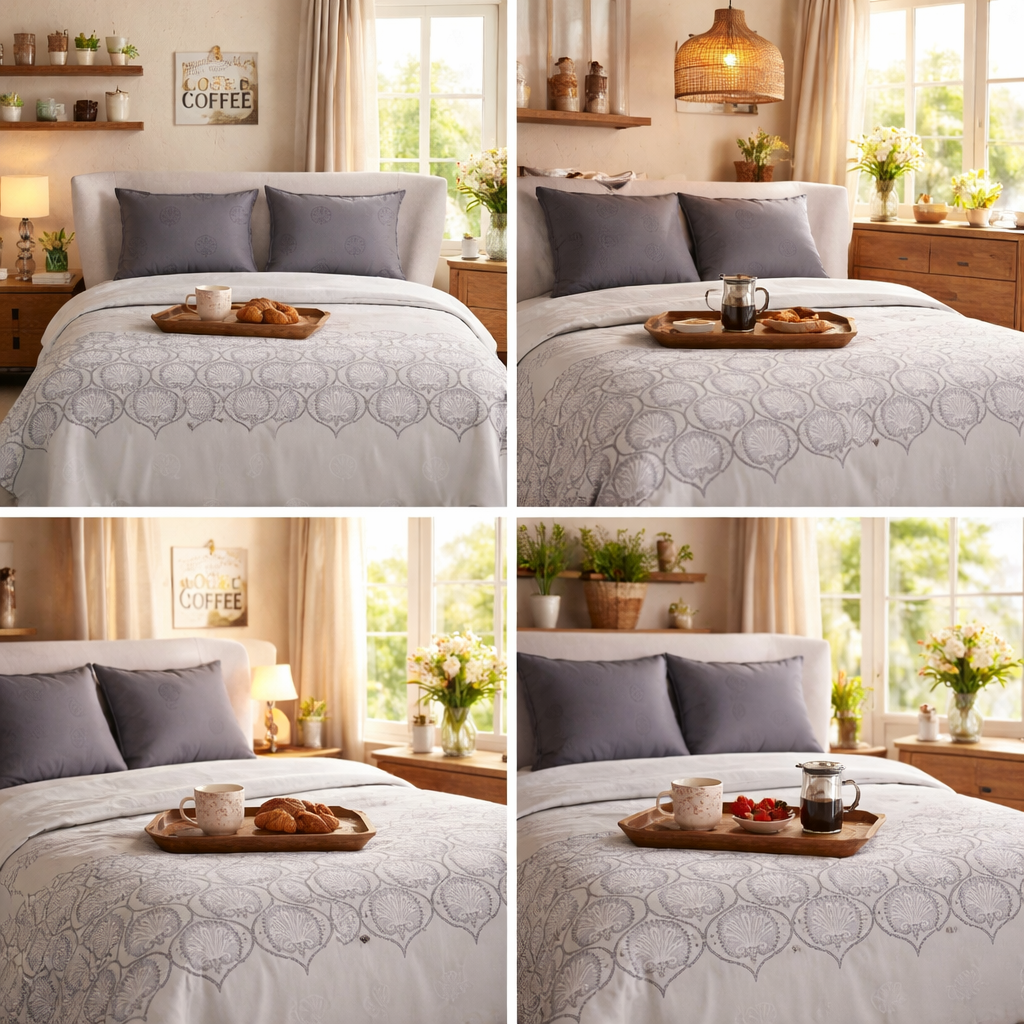 WSOKO Cotton Super King Size Bedsheet | Luxury Flower Print 400tc