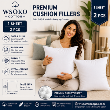 Wsoko 16x16 Inch Microfiber Pillow Set1of pillow  2 | Standard Quality Soft & Comfortable Pillows