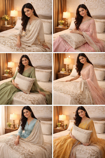 500 TC 100% Pure Cotton King Size Bedsheet , with 2 Pillow Covers (108 x 108 inch)