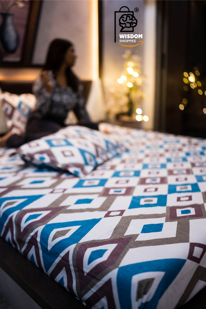 Soft Cotton Super King Size Bedsheet for Double Bed, King Size 108 Inches X 108 Inches, 9 Feet, 275 X 275 cm with 2 Large Size Pillow Covers Without Joint -