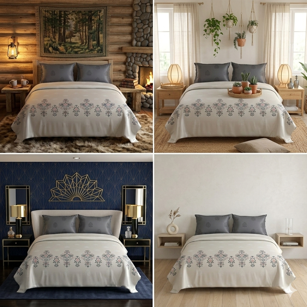 WSOKO Cotton Super King Size Bedsheet | Luxury Flower Print 500tc