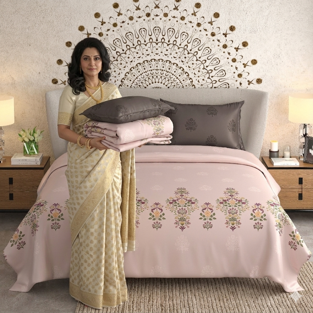 WSOKO Cotton Super King Size Bedsheet | Luxury Flower Print 400tc