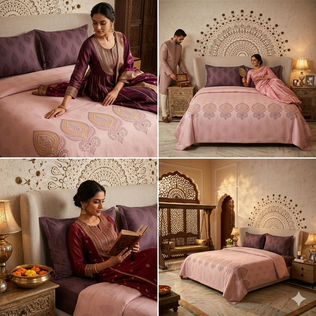 wsoko 100% Cotton super king size  Bedsheet with 2 Pillow Covers (Size 108 x 108 inch) | 500 TC Bed Sheet for Double Bed