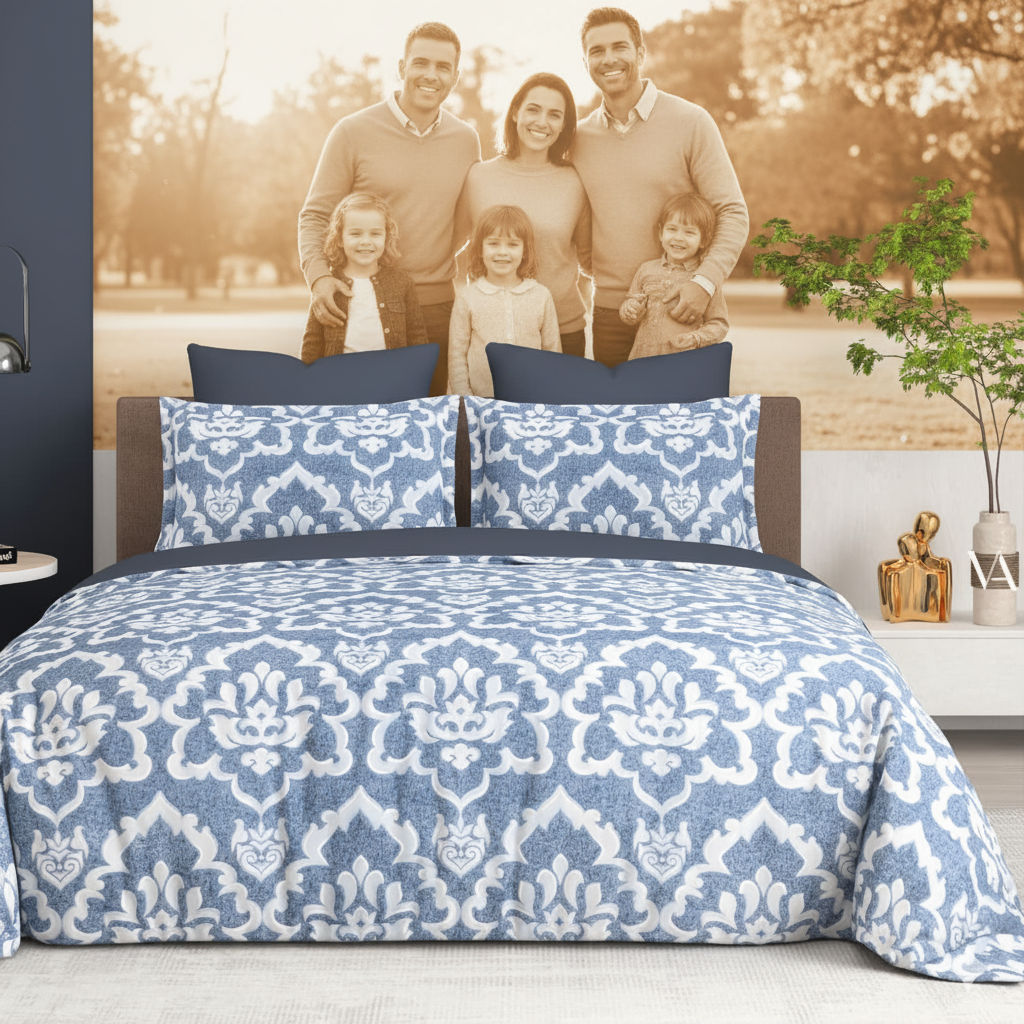 WSOKO COTTON | 100% Cotton 300 TC Premium Super King Size Bedsheet for Double Bed (108 x 108 Inch) with 2 Pillow Covers Set (17 x 27 Inch) Hand Block Printed Bedsheet Set - Green/White