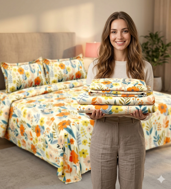 cotton 400tcCollection Super King Size Bedsheets with 2 Pillow Covers,108x108(3pctset)