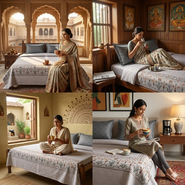 500 TC 100% Pure Cotton King Size Bedsheet with 2 Pillow Covers (108 x 108 inch)