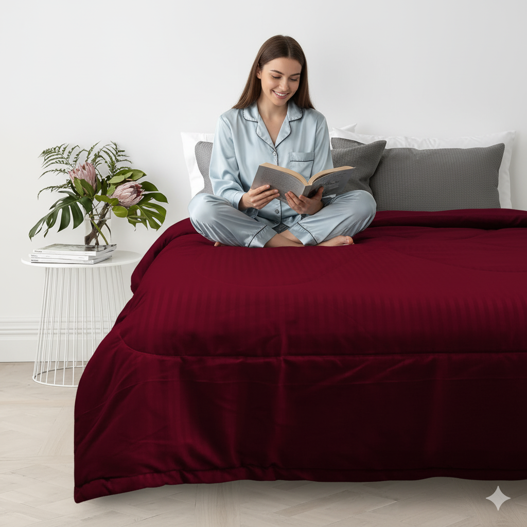WSOKO 400GSM COTTON&nbsp; Microfiber Solid Satin Striped AC Comforter | Dohar | Quit | Double Bed | Double Weaved | Washable | Hypoallergenic Skin Friendly (90x100 Inch