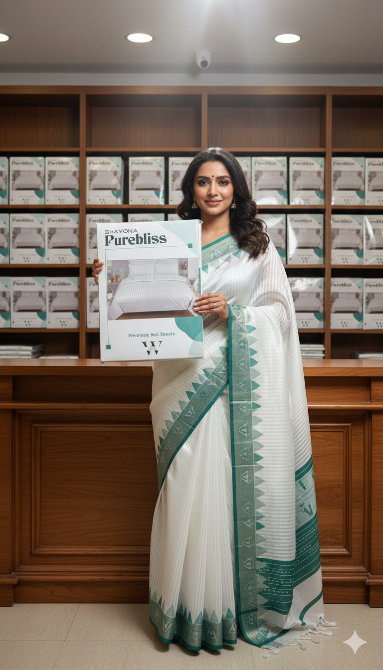 WSOKO Home Pure Cotton Bedsheet | King Size Bedsheet with Two Pillow Covers | Luxury Comfort 400TC | Cotton Bed Cover with Satin Strip (White)108X108