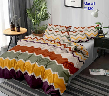 WSOKO Premium  Cotton 300 TC Flat Bedsheets Double Bed 90x100 inches with 2 King Size Pillow Covers 17x27 inch - Multi Color