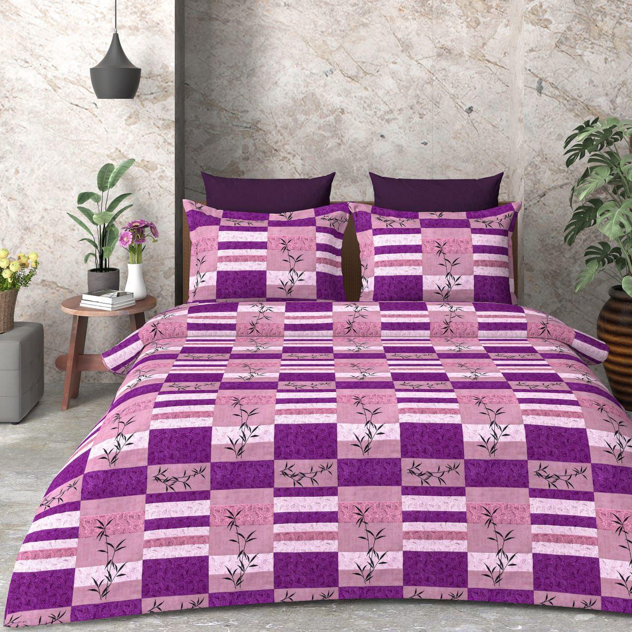 wsoko 300tc Soft Cotton Bedsheet for Double Bed, Size 90x100 inches with 2 Large Size Pillow Covers