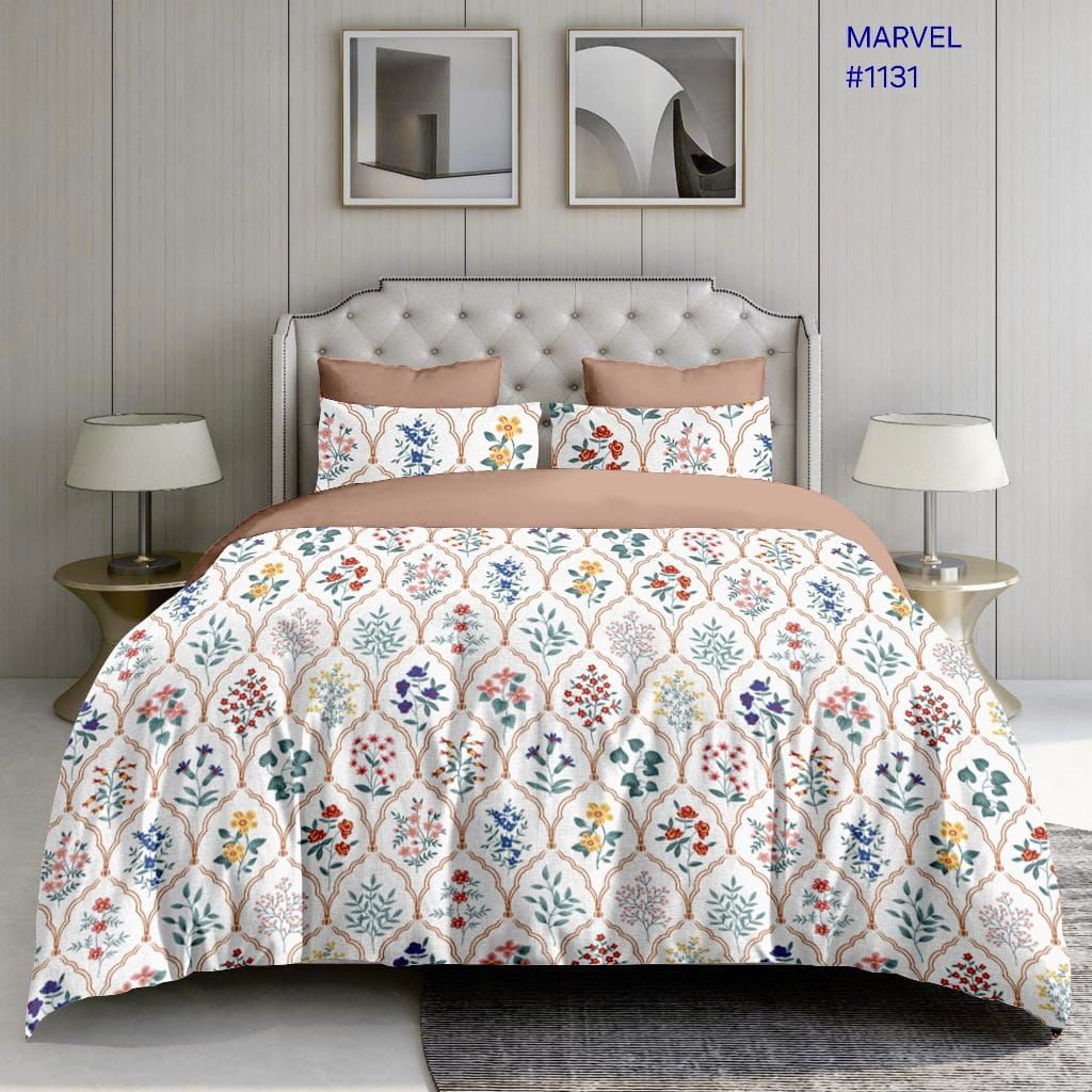 wsoko 300tc Soft Cotton Bedsheet for Double Bed, Size 90x100 inches with 2 Large Size Pillow Covers