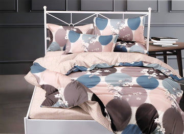 WSOKO  400TC  Soft Cotton Super King Size XXL Printed Flat Double Bedsheet, 108 X 108 Inches with 2 Pillow Cover Without Joint II 400 TC, 9 Feet, 108" x 108" Inches (Super King, Abstract Mist)