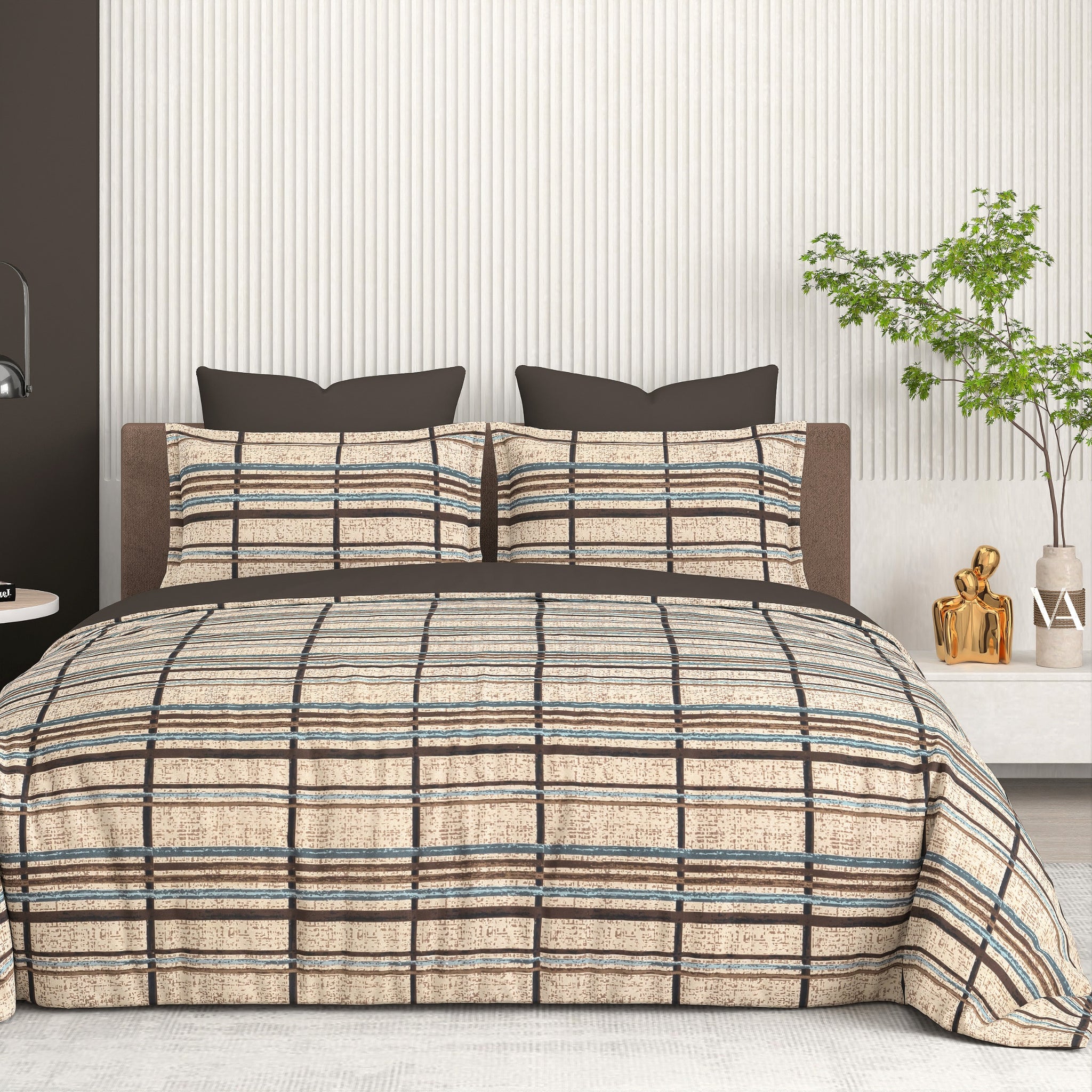 WSOKO  Cotton Super King Size Bedsheet for Double Bed, King Size 108 Inches X 108 Inches, 9 Feet, 275 X 275 cm with 2 Large Size Pillow Covers Without Joint