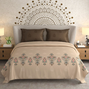 WSOKO Cotton 400 TC Super King Size Bedsheet | Premium Floral Bedding