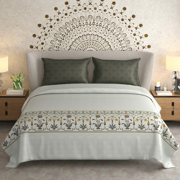 100% Egyptian Cotton 500TC, Bed Sheets Flat Bedsheet King Bed Size  with 2 Pillow Covers (108 x 108