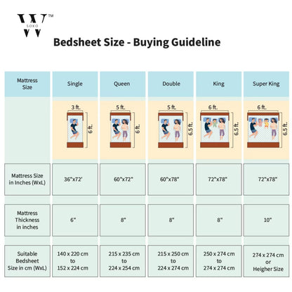 WSOKO 100% Cotton 400 TC Premium Super King Size Bedsheet for Double Bed (108 x 108 Inch) with 2 Pillow Covers Set (17 x 27 Inch) Designer Printed Bedsheet