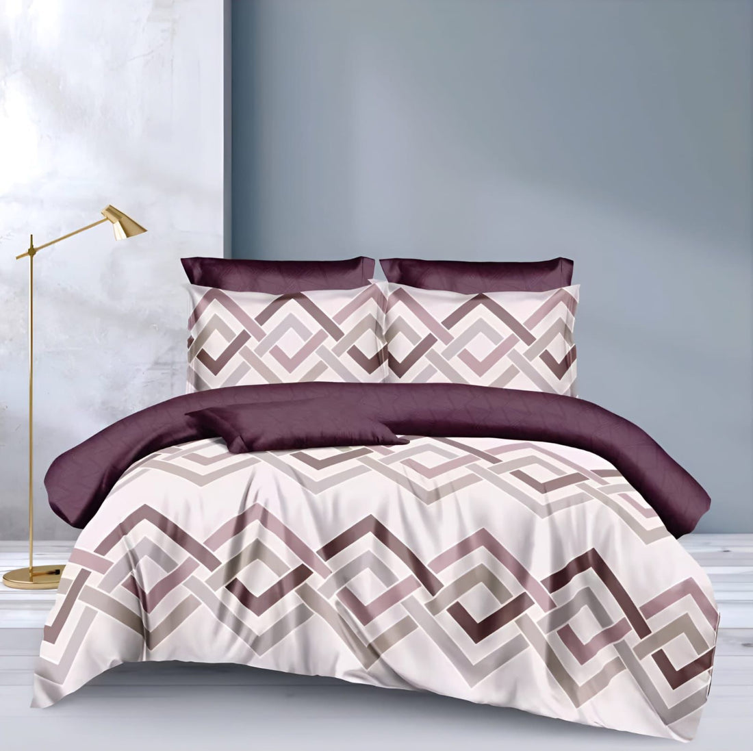 WSOKO 400TCSoft Cotton Super King Size XXL Printed Flat Double Bedsheet, 108 X 108 Inches with 2 Pillow Cover Without Joint II 400 TC, 9 Feet, 108" x 108" Inches (Super King, Abstract Mist)