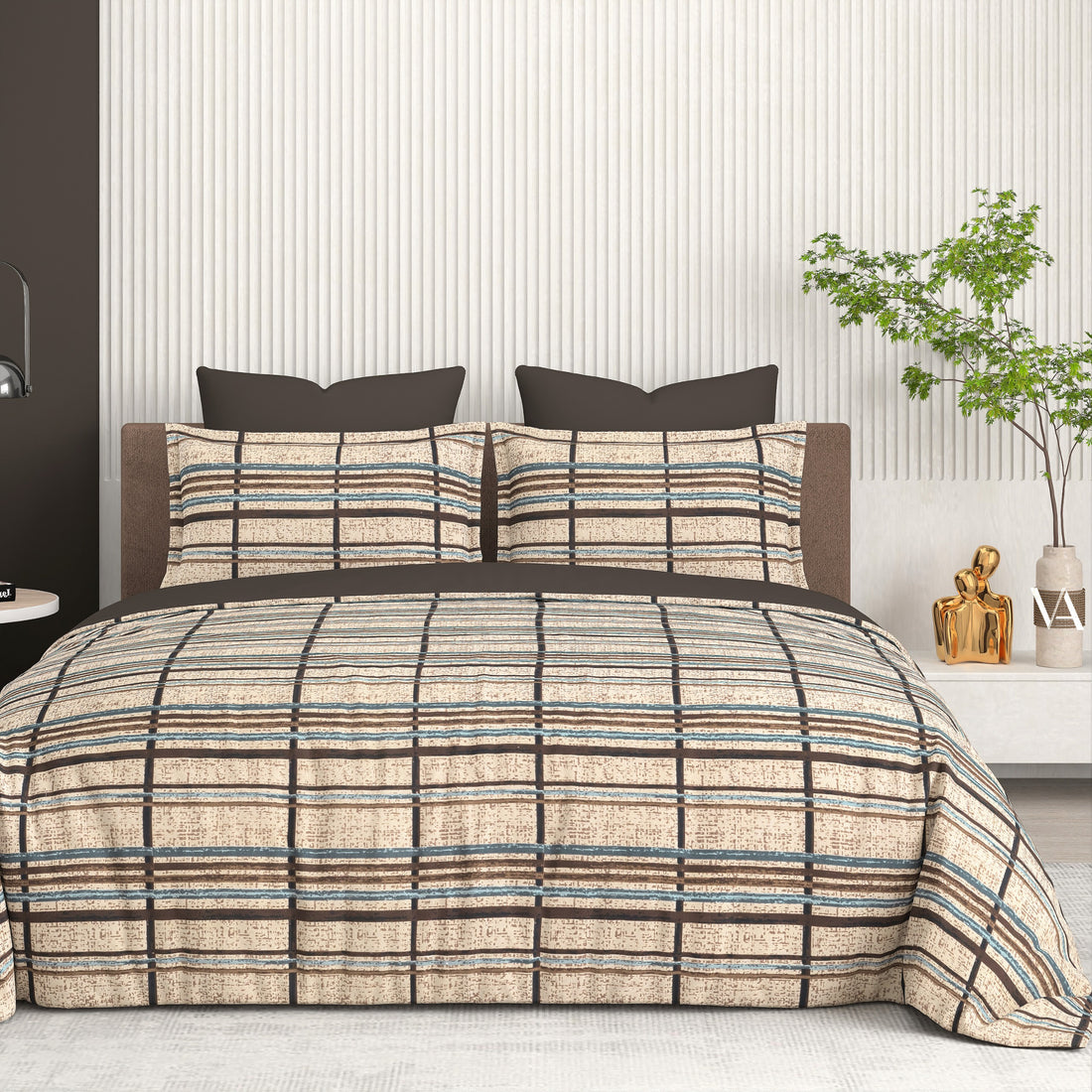 WSOKO  Cotton Super King Size Bedsheet for Double Bed, King Size 108 Inches X 108 Inches, 9 Feet, 275 X 275 cm with 2 Large Size Pillow Covers Without Joint