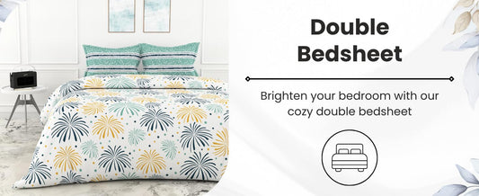 WSOKO 100% Cotton 400 TC Premium Super King Size Bedsheet for Double Bed (108 x 108 Inch) with 2 Pillow Covers Set (17 x 27 Inch) Designer Printed Bedsheet