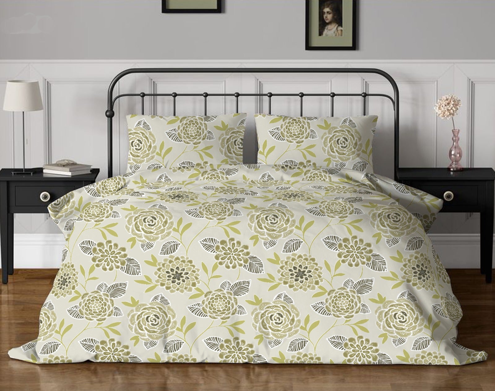 WSOKO COTTON Bedsheet King Size 100% Pure Cotton Bed Sheet with 2 Pillow Covers, 500TC 108x108 Inches Floral Bedding Set, Soft Breathable Cozy Flat Sheet, Exotic Wings, Multicolor