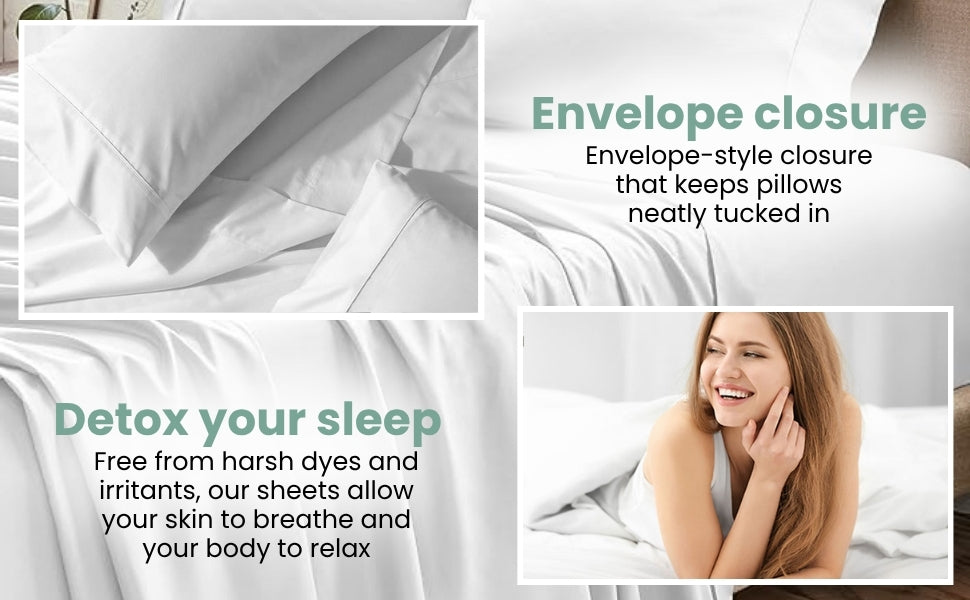 WSOKO Size Bedsheets for Cal King Bed 600 TC - Cotton Flat Sheet (110 x 110 Inches) - Color_White Solid [ 1 Flat Bedsheet with 2 Pillow Cover]